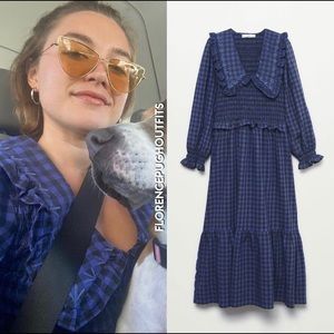 MANGO CHECK BABYDOLL PRAIRIE DRESS